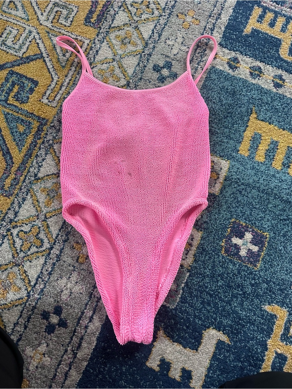 Hunza G Pink Textured One-Piece Pamela Swimsuit